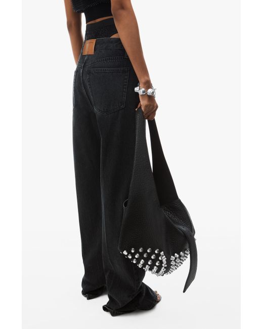 Alexander Wang Black Rex Medium Hobo Bag In Lambskin Leather