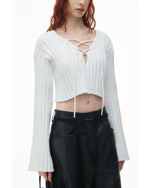 Alexander Wang White Cropped Pullover With Dropped Shoulder