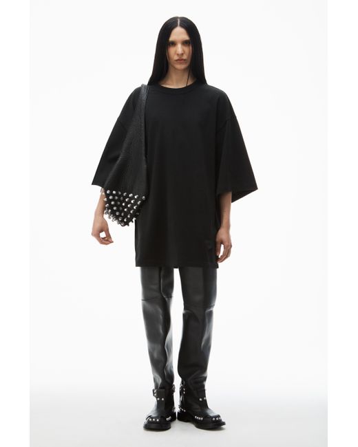 Alexander Wang Black Oversize Drop-sleeve Tee In Japanese Cotton Jersey