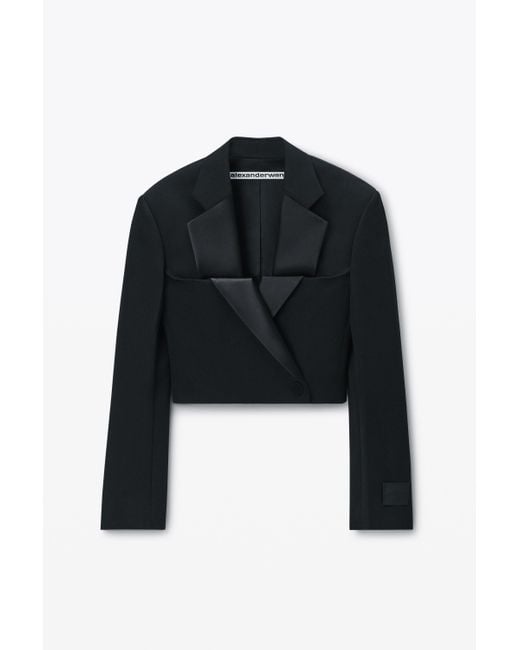Alexander Wang Black Double-breasted Tuxedo Cropped Blazer
