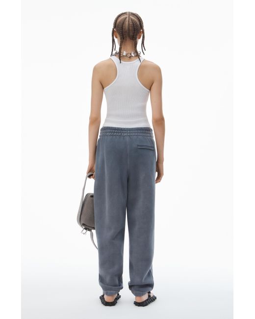 Alexander Wang Blue Puff Logo Sweatpant In Structured Terry