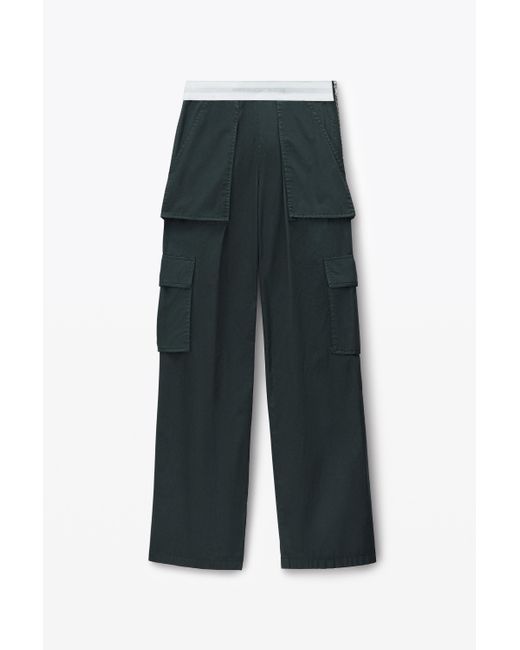 Alexander Wang Blue Mid-rise Cargo Rave Pants In Cotton Twill