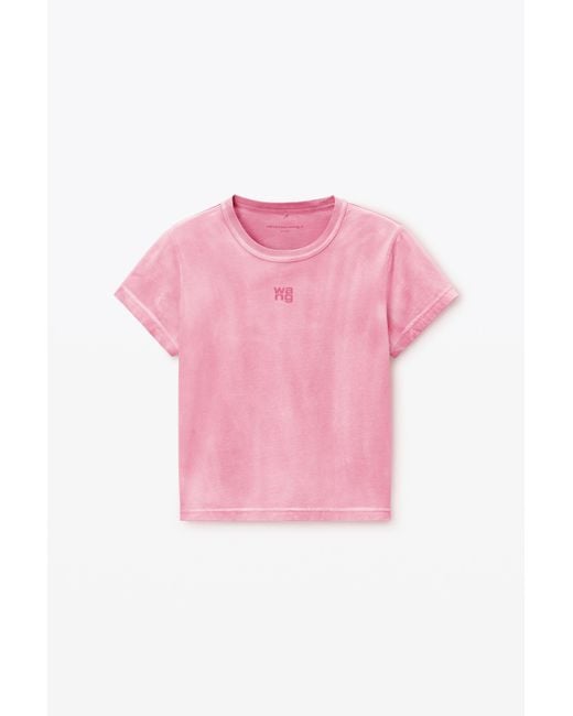 Alexander Wang Pink Shrunken Cotton Tee With Logo