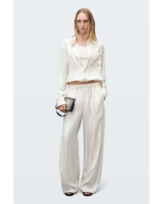 Alexander Wang Black Silk Mid-Rise Track Pant