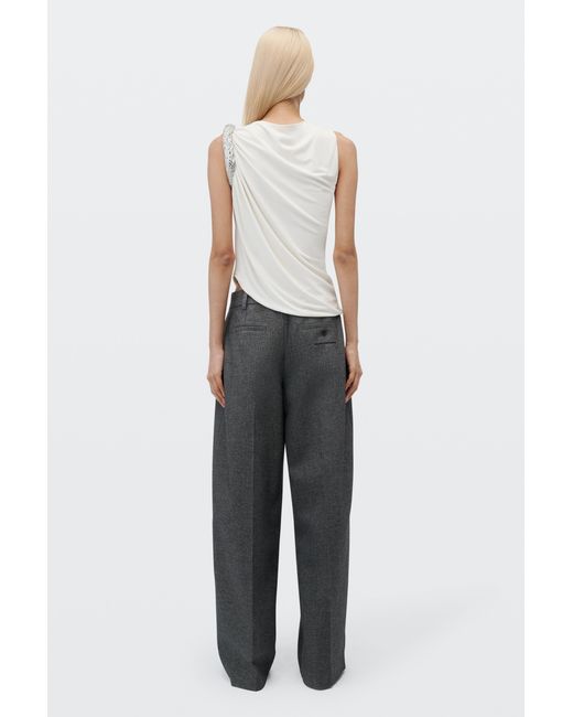 Alexander Wang White Crystal Twist Sleeveless Top