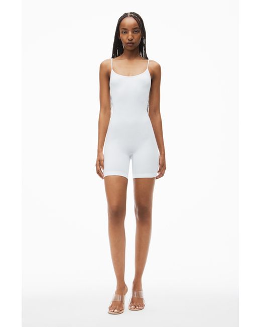 Alexander Wang White Cami Bodysuit In Ribbed Jersey
