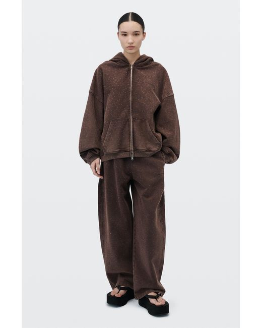 Alexander Wang White Crystal Hotfix Mid Rise Oversized Sweatpant