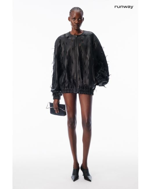 Alexander Wang Black Leather Cutout Bomber