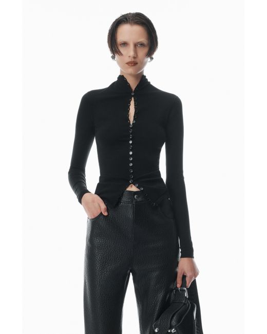 Alexander Wang Black Long-sleeve High-neck Cardigan
