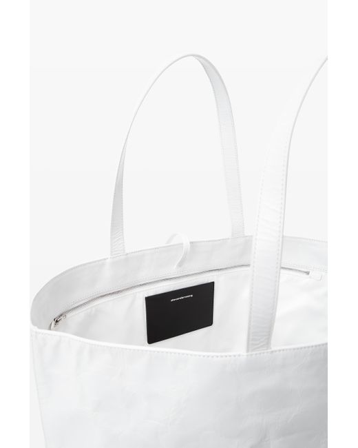 Alexander Wang White Punch Tote Bag In Crackle Patent Leather