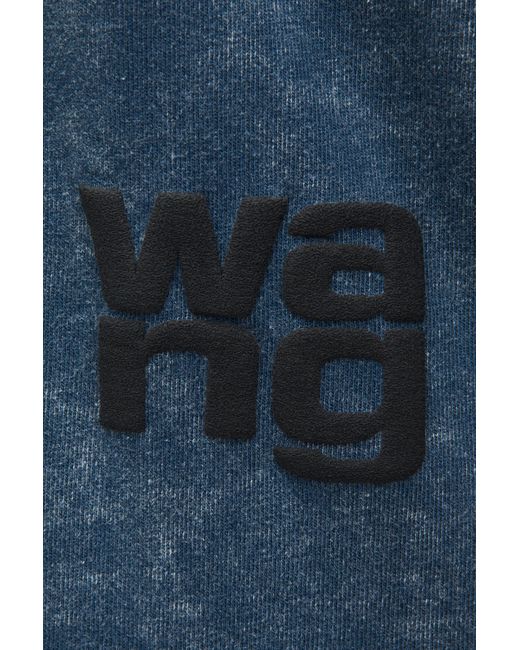 Alexander Wang Blue Essential Logo Long-sleeve Tee In Organic Cotton