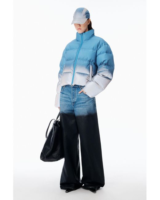 Alexander Wang Blue Reflective Cropped Puffer