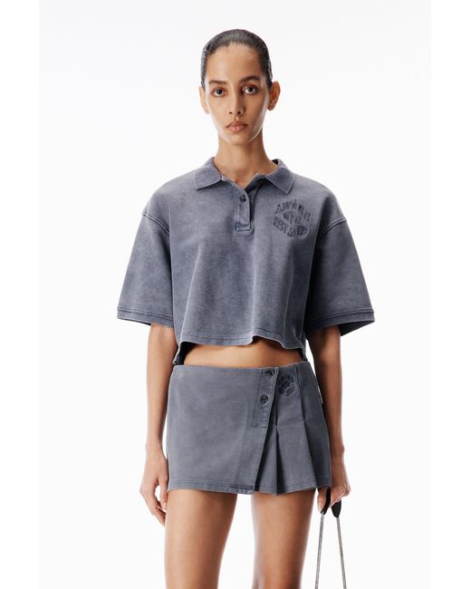 Alexander Wang Blue Cropped Oversized Polo