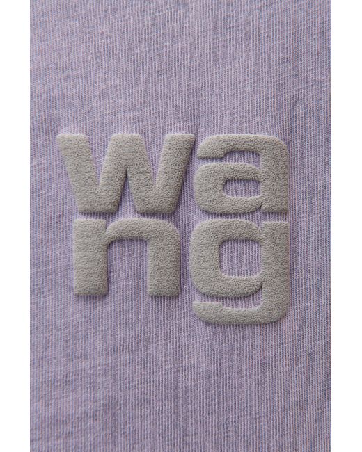Alexander Wang Blue Logo Long Sleeve Tee In Cotton Jersey