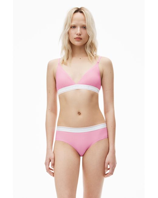 Alexander Wang Bralette In Ribbed Cotton Jersey in Pink