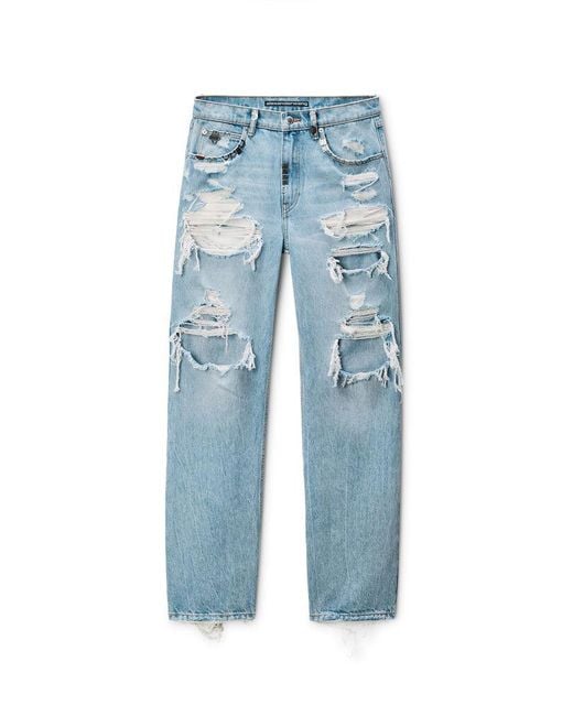 Alexander Wang Blue Distressed Ez Mid-Rise Jeans With Hardware