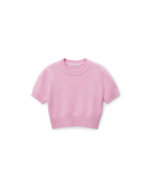 Alexander Wang Pink Short Sleeve Cropped Pullover