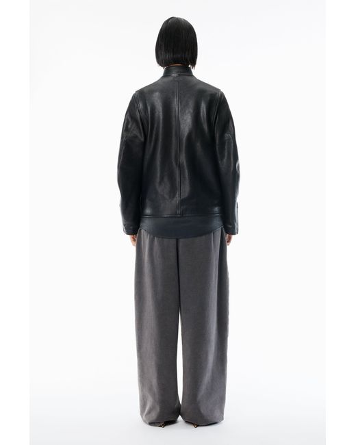 Alexander Wang Black Glossy Leather Moto Jacket