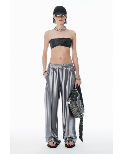Alexander Wang White Grey Satin Faille Sweatpants