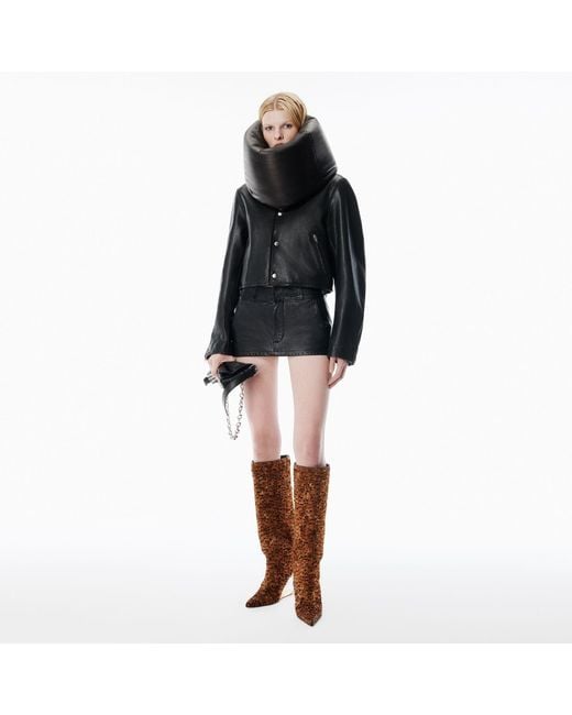 Alexander Wang Black Worn Moto Leather Mini Skort
