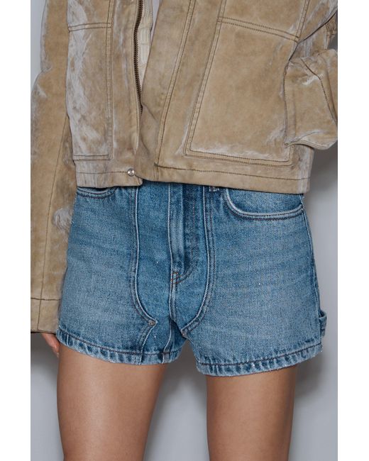 Alexander Wang Blue High-Waist Workwear Shorts