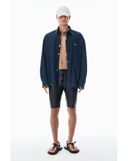 Alexander Wang Blue Navy Plaid Poplin Top for men
