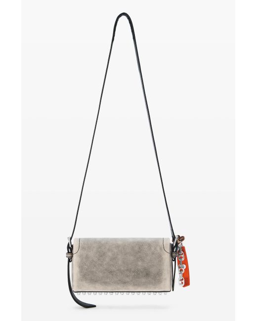 Alexander Wang White Black Crackle Leather Ricco Slim Flap Bag