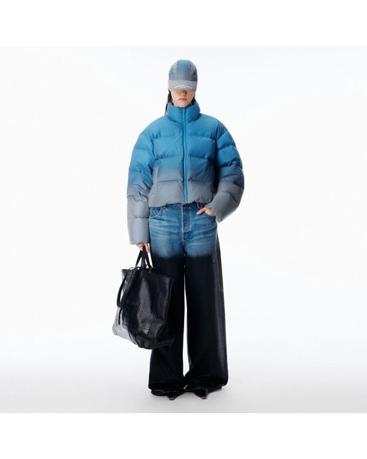 Alexander Wang Blue Reflective Cropped Puffer