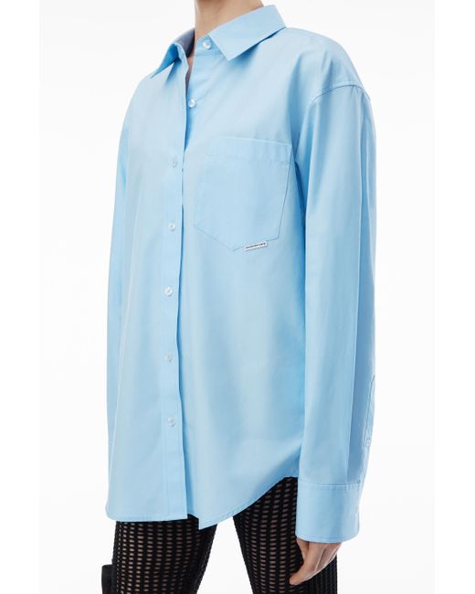 Alexander Wang Blue Boyfriend Shirt In Cotton