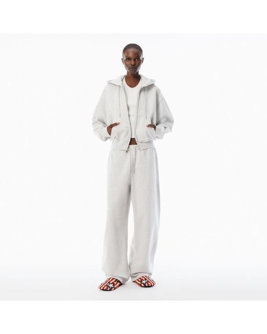 Alexander Wang White Cotton Terry Sweatpant With Crystal Hotfix Drawcord