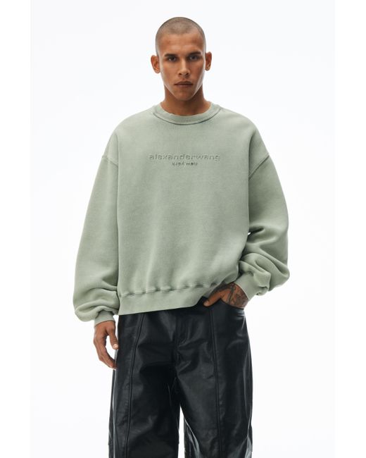 Alexander Wang Green Acid Wash Sweatshirt In Structured Terry