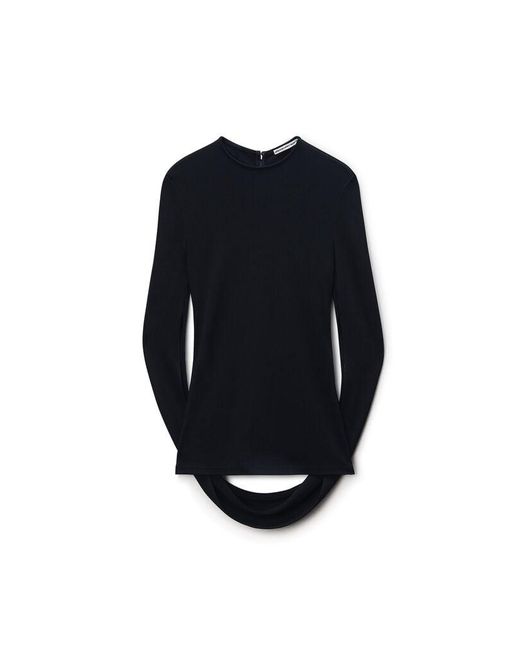 Alexander Wang Black Drape Back Long Sleeve Top