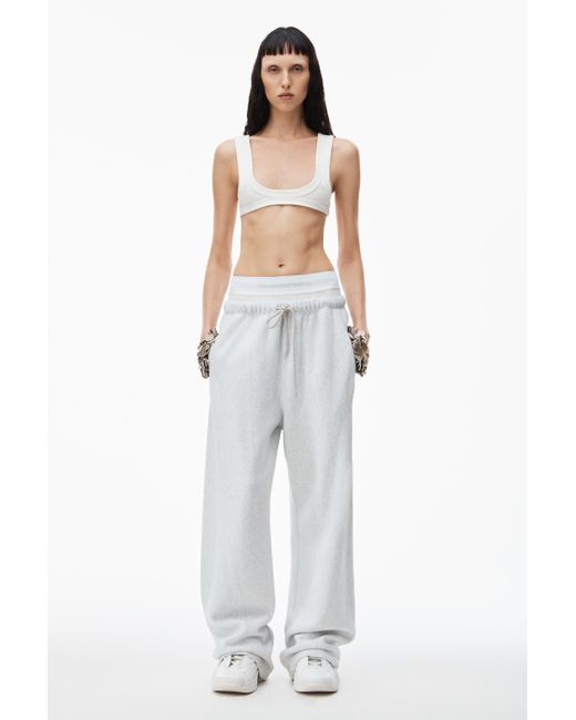 Alexander Wang White Wide Leg Sweatpants With Pre-styled Logo Brief Waistband