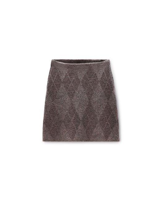 Alexander Wang Brown Crystal Hotfix Argyle Wool-Blend Tennis Skirt