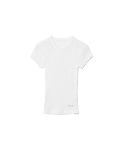 Alexander Wang White Scoop Neck Ribbed Cotton Tee