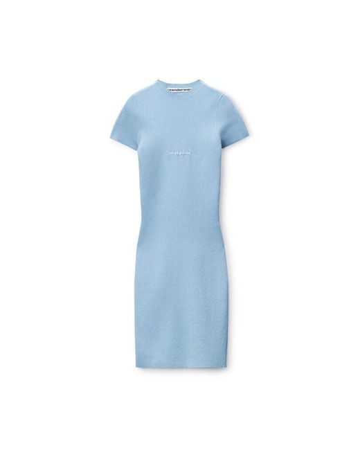 Alexander Wang Blue Knit Logo Mini Dress