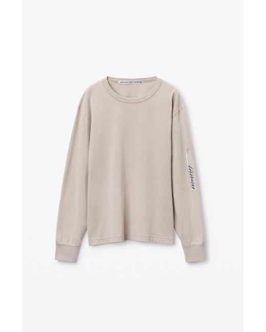 Alexander Wang Natural Blade Logo-embossed Long-sleeve Tee In Cotton