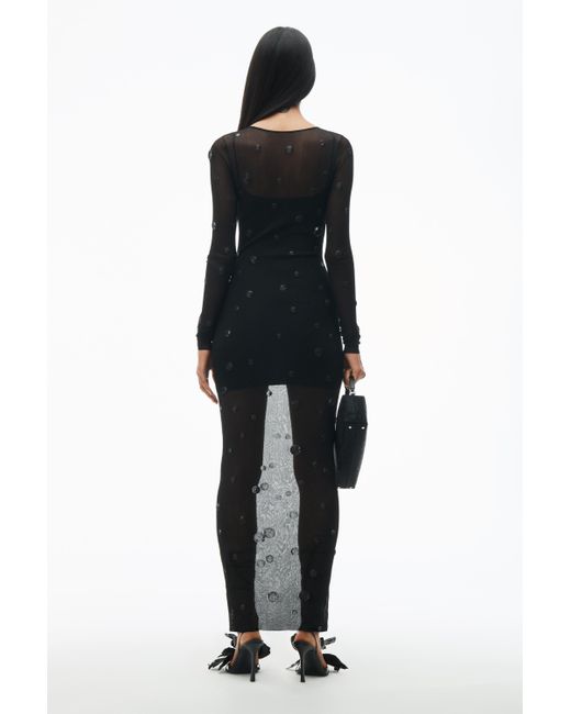 Alexander Wang Black Crew Neck Dress With Engineered Trapped Gems