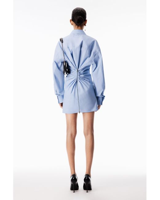 Alexander Wang Blue Stretch Cotton Zip Shirt Dress