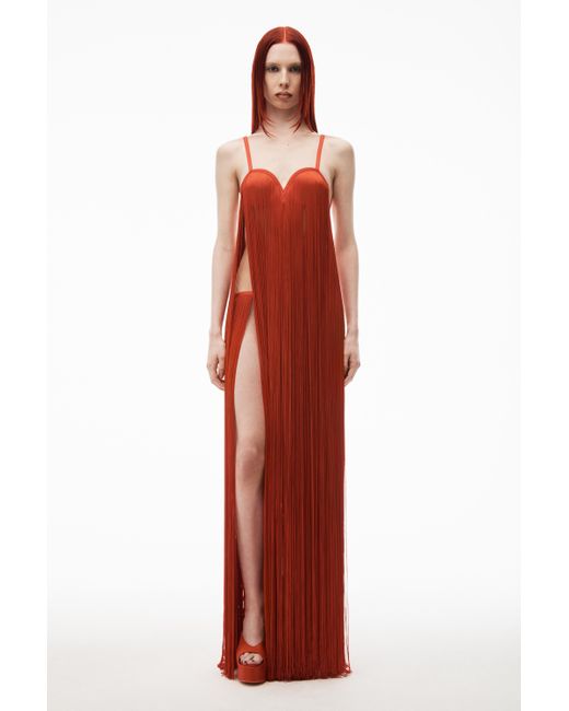 red alexander wang dress Alexander Wang Chain Strap Bodycon Dress in Red
