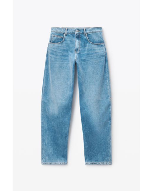 Alexander Wang Blue Low-rise Rounded Oversized Jeans In Brushed Denim