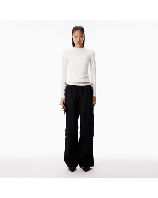 Alexander Wang White Logo Elastic Mid-Rise Pant
