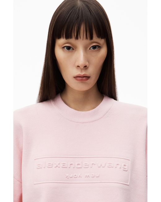Alexander Wang Black Logo Embossed Ribbed Pullover In Soft Chenille