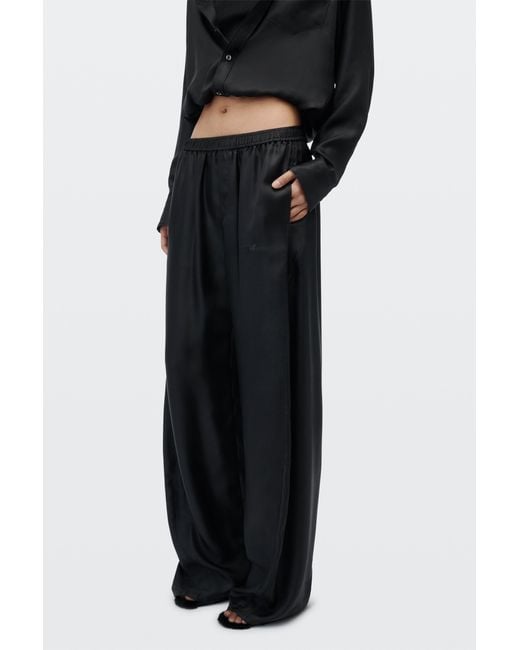 Alexander Wang Black Silk Mid-Rise Track Pant