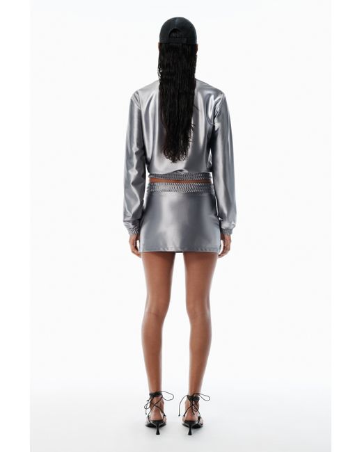 Alexander Wang Metallic Grey Shrunken Zip-up Jacket