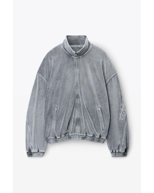 Alexander Wang Logo Track Jacket In Velour in Gray for Men
