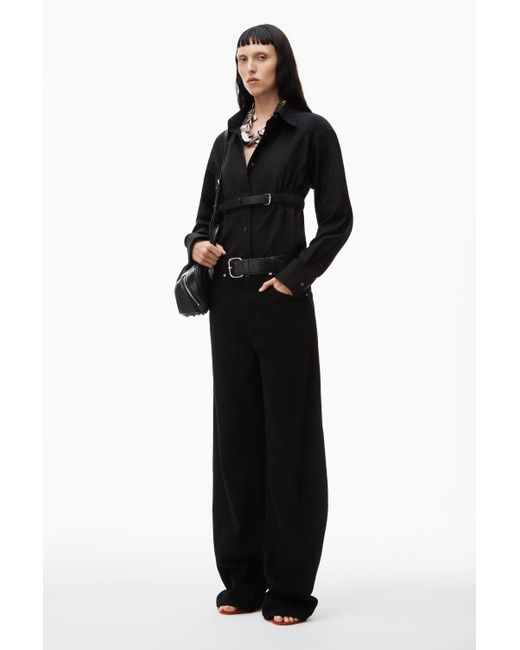 Alexander Wang Black Belted Cotton Button Down Tunic