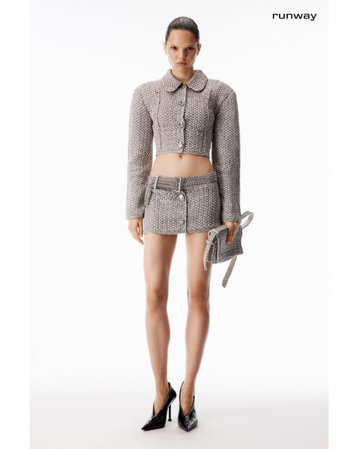 Alexander Wang Metallic Crochet Tweed Mini Skirt
