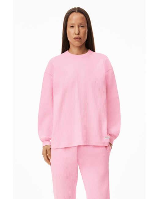 Alexander Wang Pink Unisex Long Sleeve In Cotton Waffle Thermal
