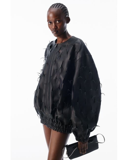 Alexander Wang Black Leather Cutout Bomber